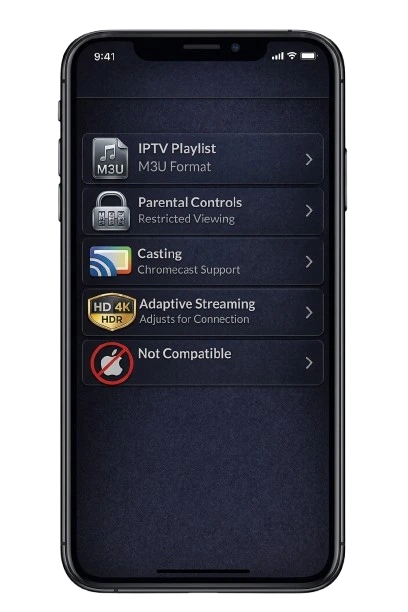 Smart Play APK settings menu on mobile app